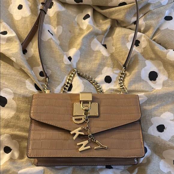 DKNY Beige Croc-Embossed Crossbody Bag - Picture 3 of 6